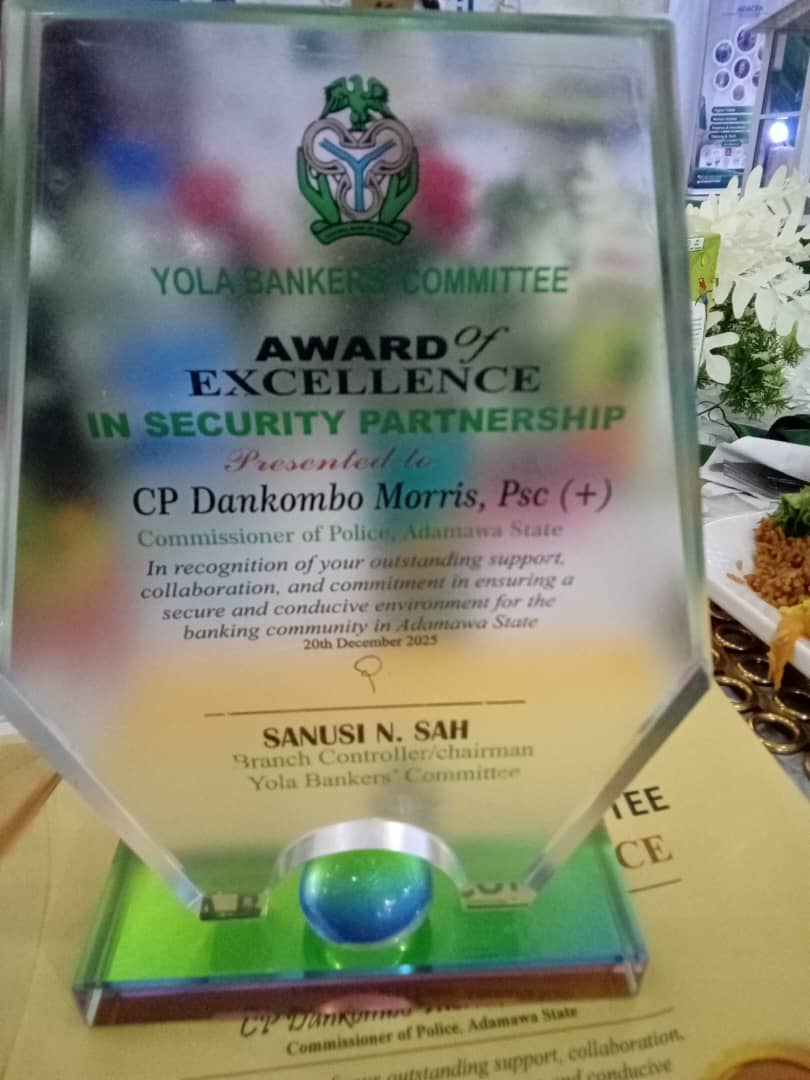 Adamawa CP Dankombo Morris Honoured for Strengthening Bank Security